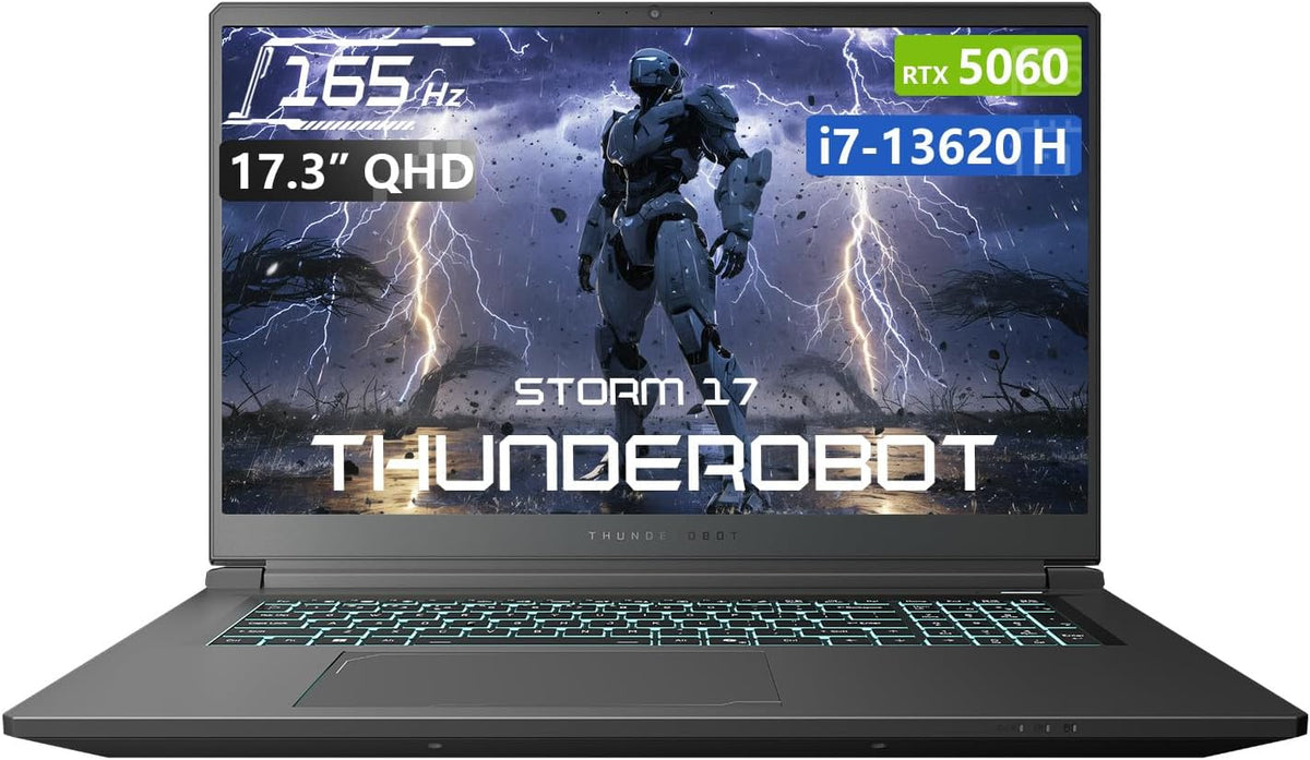 Thunderobot Storm 17 5060 Gaming Laptop, 17.3' QHD 165Hz 2K Display, Core i7-13620H, GeForce RTX 5060, 64GB DDR5 RAM, 2TB SSD, RGB Backlit Keyboard, Wi-Fi 6, Win11 Home
