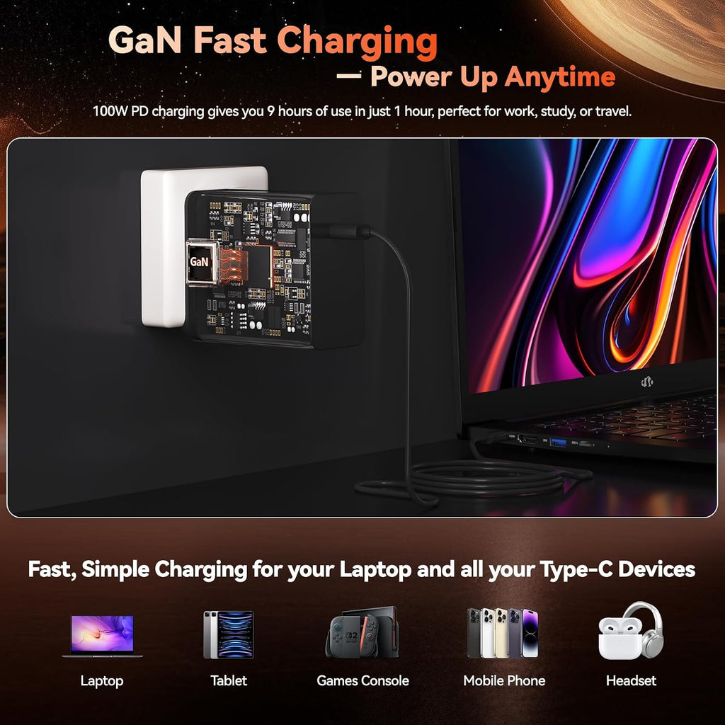 NIMO 17.3' FHD Gaming Laptop – AMD Ryzen 7 7735HS 8-Core/16-Thread, Radeon 680M Graphics, 16GB DDR5, 1TB NVMe SSD, Light Gaming & Esports Ready, Backlit Keyboard, Fingerprint Unlock, 100W PD Type-C