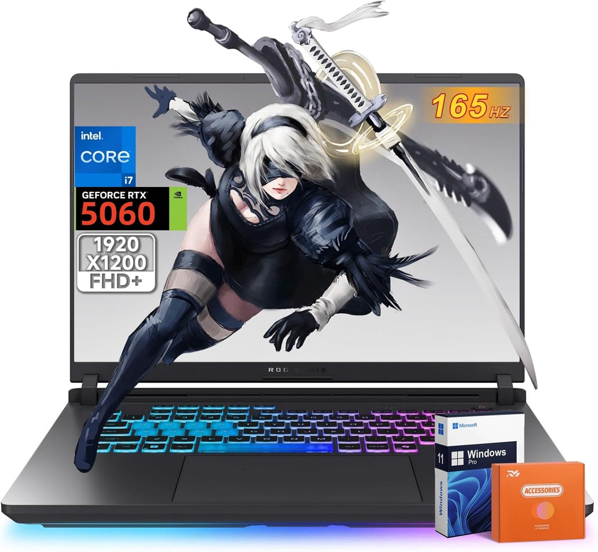ASUS ROG Strix G16 2025 New Gaming Laptop, NVIDIA RTX 5060, Intel i7-14650HX, 16 inch 1920x1200 FHD+ 165Hz 3ms, WiFi 7, Dolby Atmos, Hires Audio, 64 GB DDR5, 1 TB SSD, Win 11 Pro, Accessories