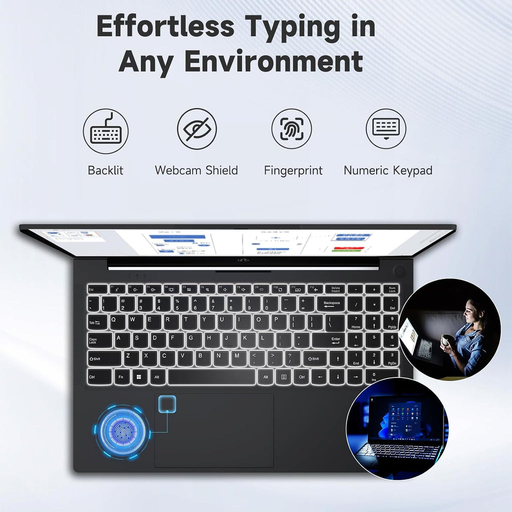 NIMO 17.3' FHD IPS Laptop, Intel Core i3-1215U (Beats i5-1135G7 Class), 16GB RAM, 512GB SSD, Windows 11 Home, Wi-Fi 6, Backlit Keyboard, Fingerprint, USB-C 65W Fast Charge, Bluetooth 5.2, 180° View