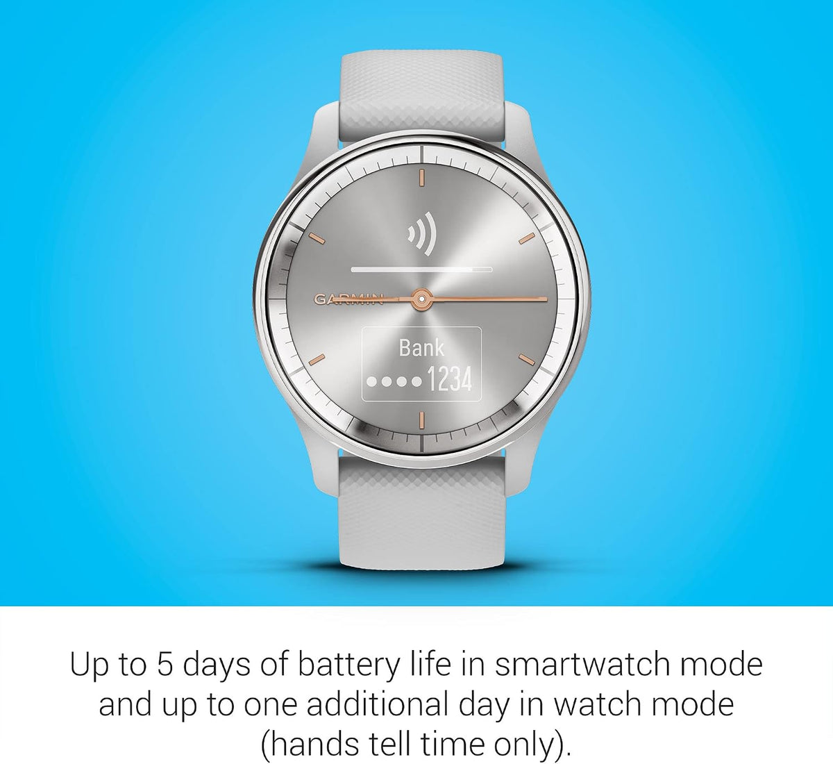 Garmin vívomove Trend, Stylish Hybrid Smartwatch, Long-Lasting Battery Life, Dynamic Watch Hands and Touchscreen Display, Mist Gray