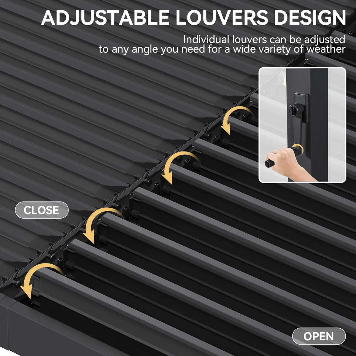 Aoxun Louvered Pergola 10' x 20' 96S Outdoor Metal Pergola with Adjustable Top for Patio, Decks, Gardens and Backyards, Easy Assembly via Structural Patent, Gray