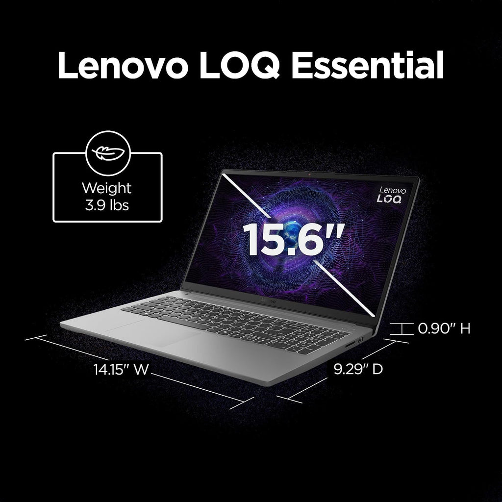 Lenovo LOQ Essential – AI-Powered Student Gaming Laptop - Intel® Core™i5-12450HX - 15.6' FHD IPS Display – 144Hz Refresh Rate – NVIDIA® GeForce RTX™ 4050 – 8GB Memory – 512GB SSD Storage – Luna Grey