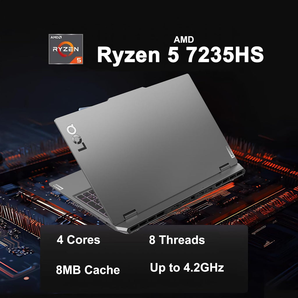 Lenovo LOQ Gaming Laptop 15.6' FHD IPS 144Hz (100% sRGB G-SYNC) AMD Quad-core Ryzen 5 7235HS 16GB RAM 512GB SSD GeForce RTX 4050 Backlit Nahimic Privacy Camera Rapid Charge Win11 w/ICP Hub