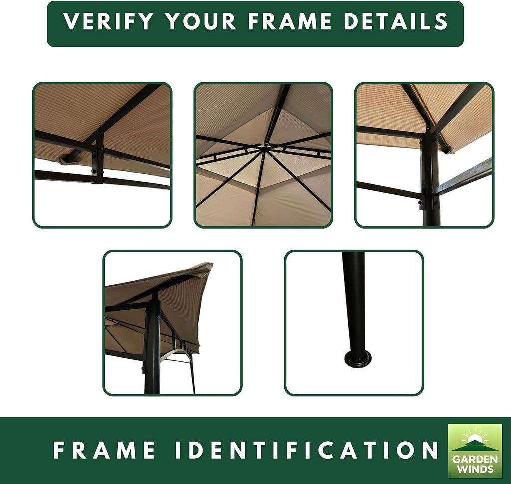 Garden Winds Reinforced Replacement Canopy Top Cover Compatible with The AWGHG-10x12, GHG-1012DP-NT, TJ-003-1012 ABC Canopy MasterCanopy 10' x 12' Gazebo - Classic Sand, Riplock 350