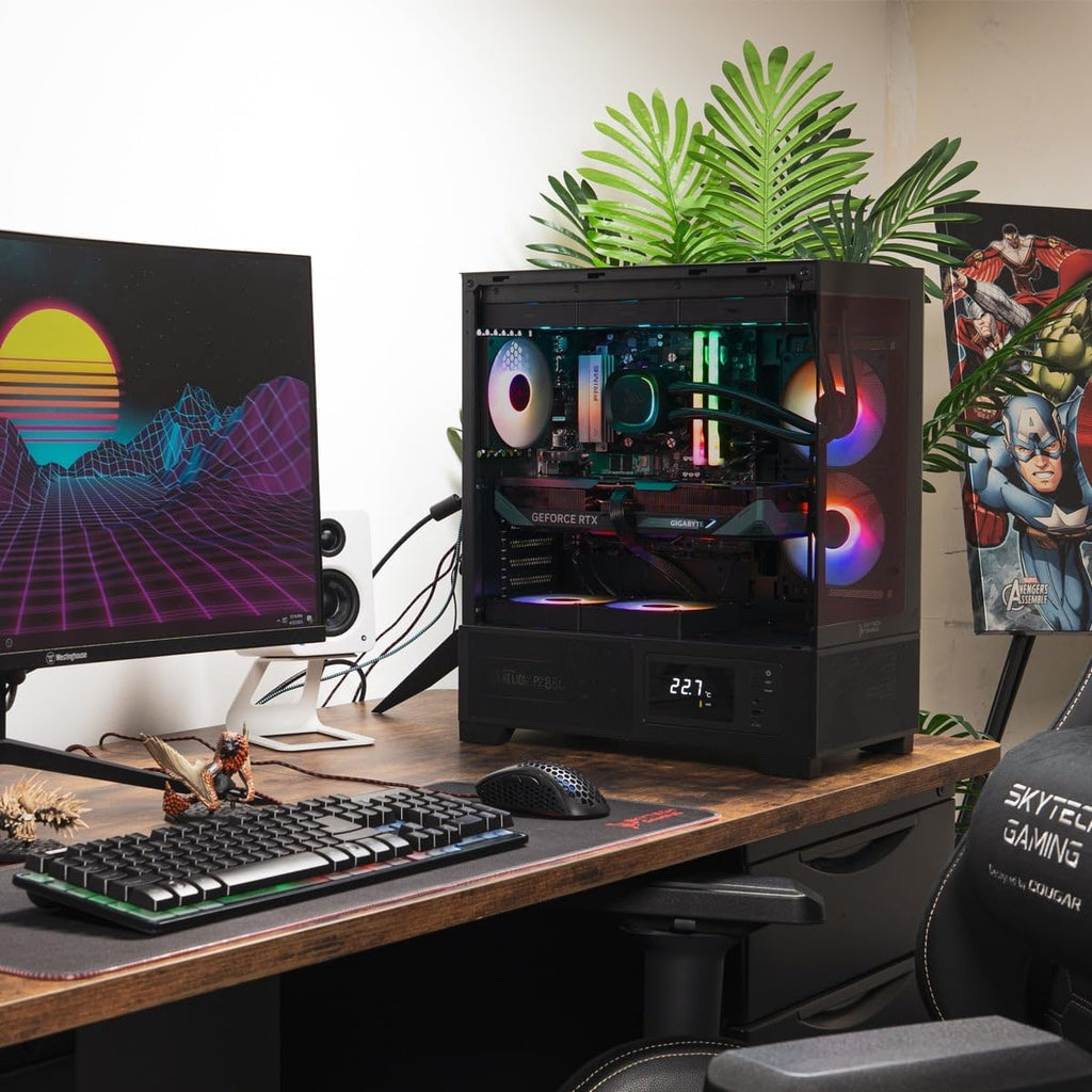 Skytech Gaming Azure 3 Plus Gaming PC, Intel i5 14400F 2.5GHz, NVIDIA RTX 5070 12GB, 1TB Gen4 NVMe SSD, 16GB DDR5 RAM 6000, 850W Gold ATX 3 PSU, 360 ARGB AIO, Wi-Fi, Win 11, Desktop