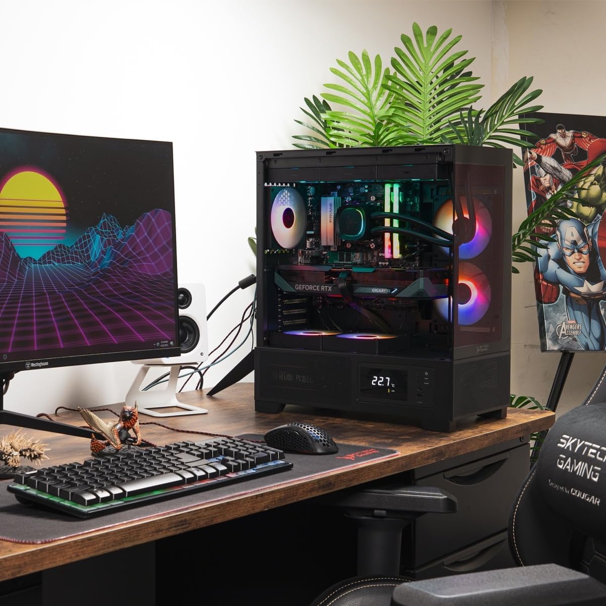 Skytech Gaming Azure 3 Plus Gaming PC, Intel i5 14400F 2.5GHz, NVIDIA RTX 5070 12GB, 1TB Gen4 NVMe SSD, 16GB DDR5 RAM 6000, 850W Gold ATX 3 PSU, 360 ARGB AIO, Wi-Fi, Win 11, Desktop