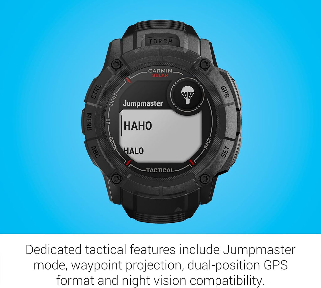 Garmin Instinct 2X Solar - Tactical Edition, Rugged GPS Smartwatch, Built-in Flashlight, Ballistics Calculator, Solar Charging Capability, Black