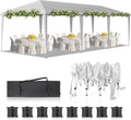 VINGLI 10x30 Pop Up Canopy Tent, Outdoor Tent Canopy Foldable Portable Canopies for Camping, Patio, Parties, EZ Up Gazebo Canopy with Carry Bag(White)