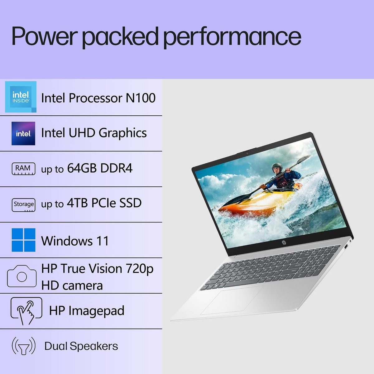 HP Essential 15.6' 2026 Laptop for Students & Professionals, Intel 4-Core N100, 16GB RAM, 512GB SSD, FHD Display, All-Day Battery Life, Office 365, Portable Lightweight Design, Windows 11, Type-C RJ45