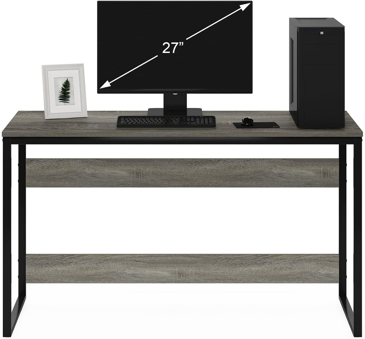 Furinno Moretti Computer Desk, Gaming Desk with Metal Frame, Office Desk, 52' Width, for Home Office, Gaming, Study, Grey Oak