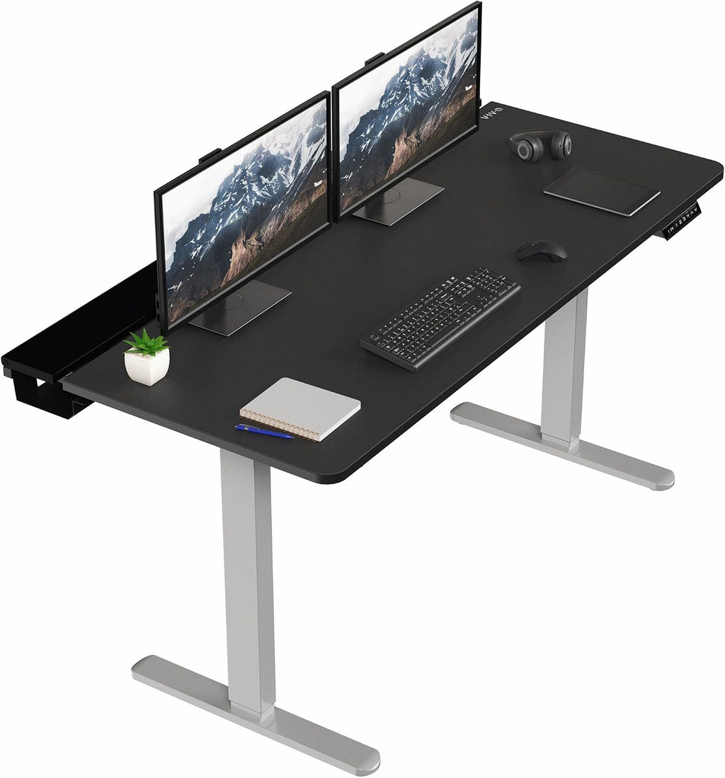 VIVO Electric 60 x 30 in Standing Adjustable Gaming Desk with Hidden Cable Trays, Full-Size Mouse Pad, Black Top Gray Frame, DESK-KIT-1G6-P3B