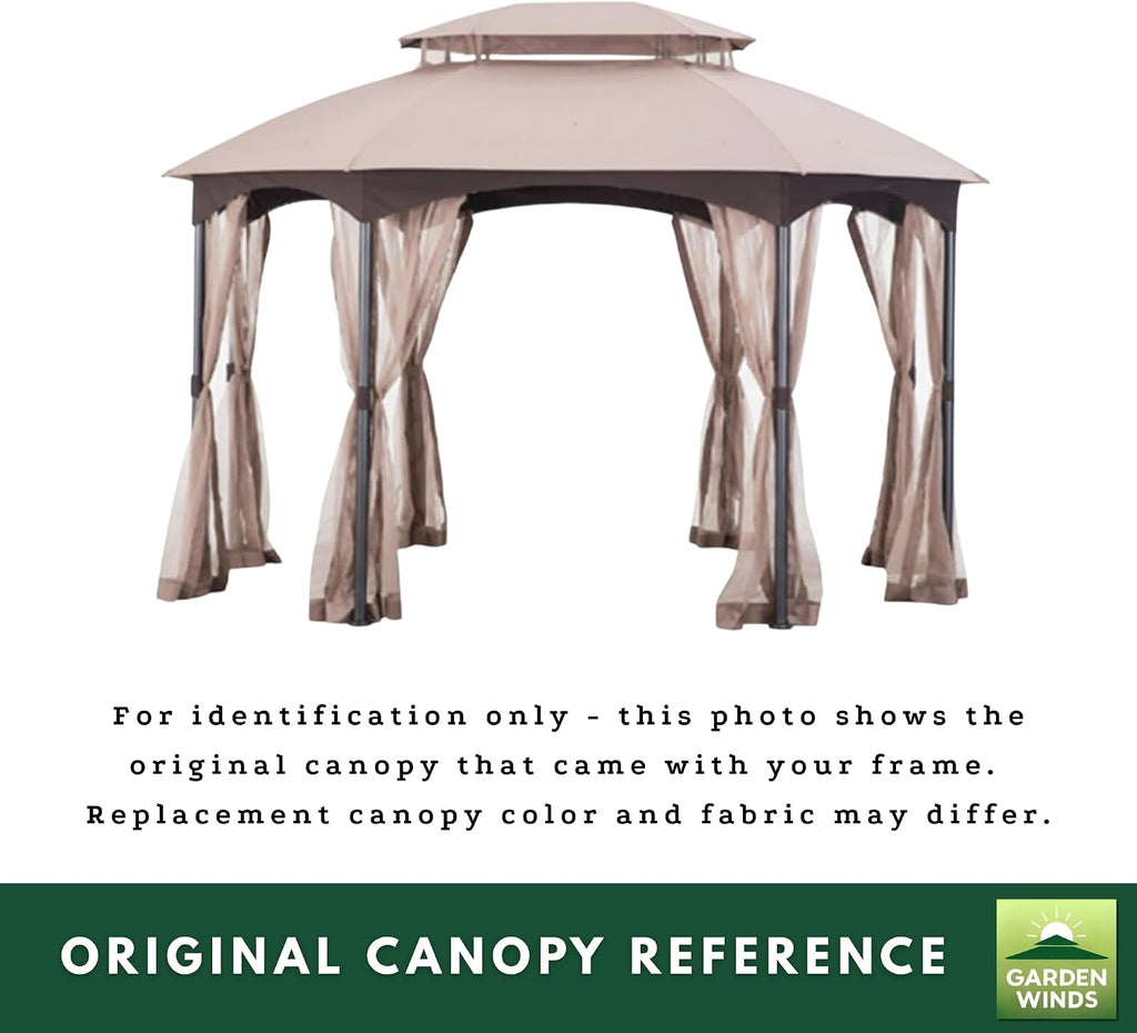 Garden Winds Durable 350 Replacement Canopy Top Compatible with Manhattan 10' x 12' Gazebo Model L-GZ1138PST - Beige
