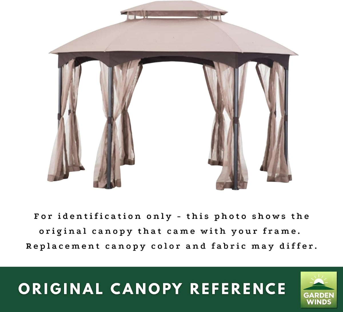 Garden Winds Durable 350 Replacement Canopy Top Compatible with Manhattan 10' x 12' Gazebo Model L-GZ1138PST - Beige
