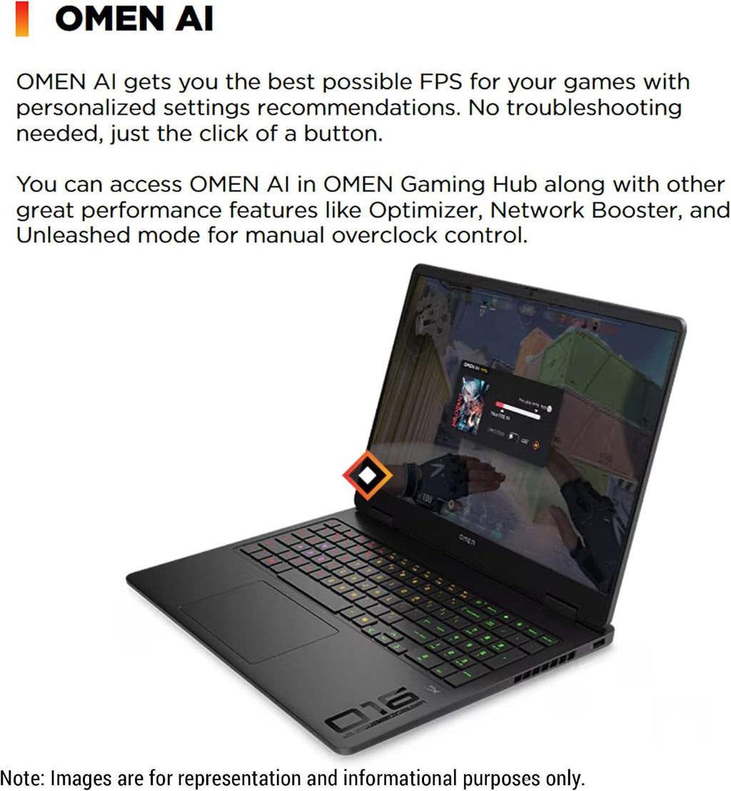 HP OMEN 16 Gaming Laptop, Intel Ultra 9-285H, 16 GB DDR5 RAM, 1 TB PCIe SSD, 16' WQXGA (2560x1600) 240Hz Display, Nvidia G-Force RTX 5070, RGB Backlit Keyboard, W11 Home, Shadow Black