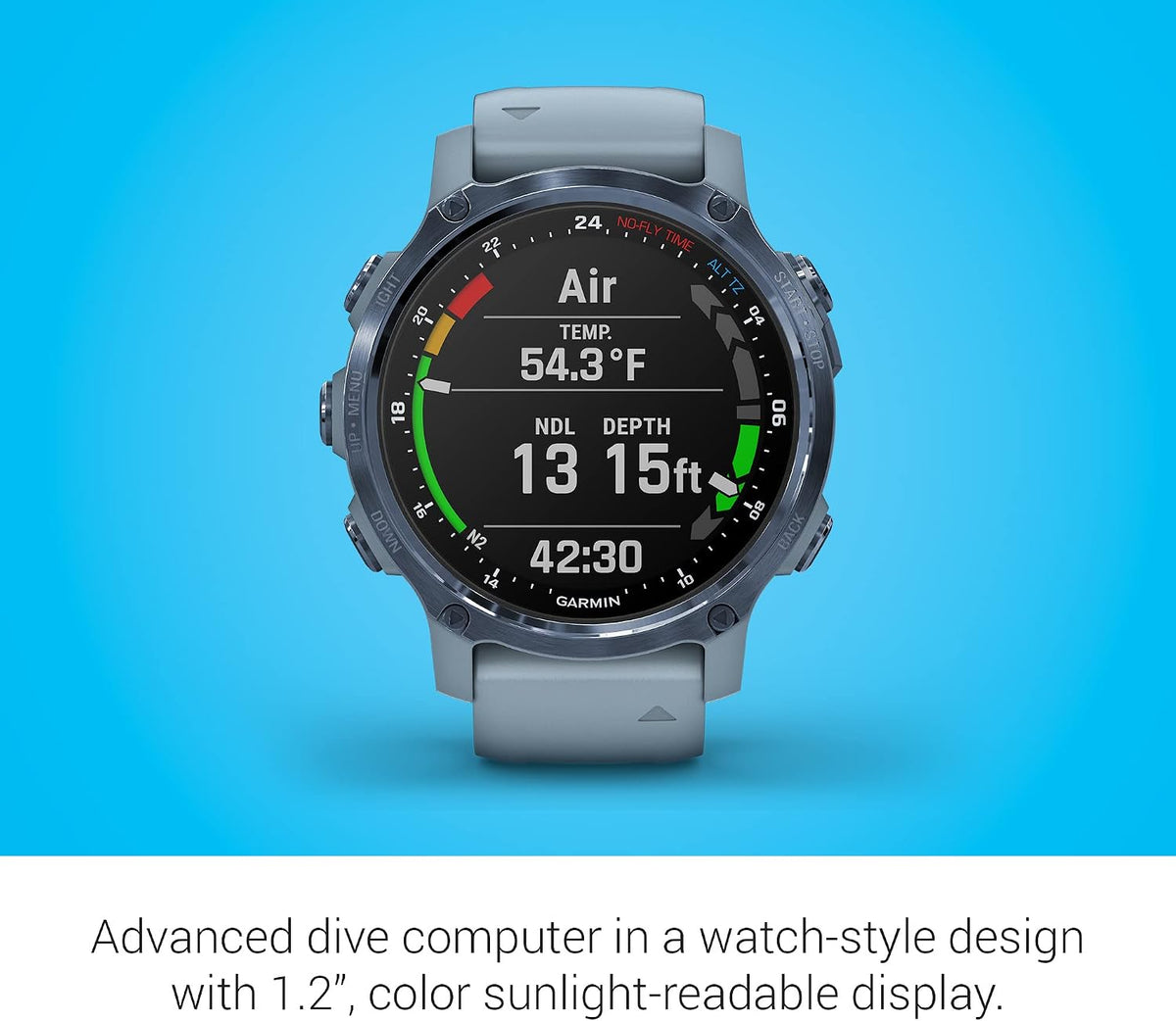 Garmin Descent Mk2S, Smaller-Sized Watch-Style Dive Computer, Multisport Training/Smart Features, Mineral Blue with Sea Foam Silicone Band, (010-02403-06)