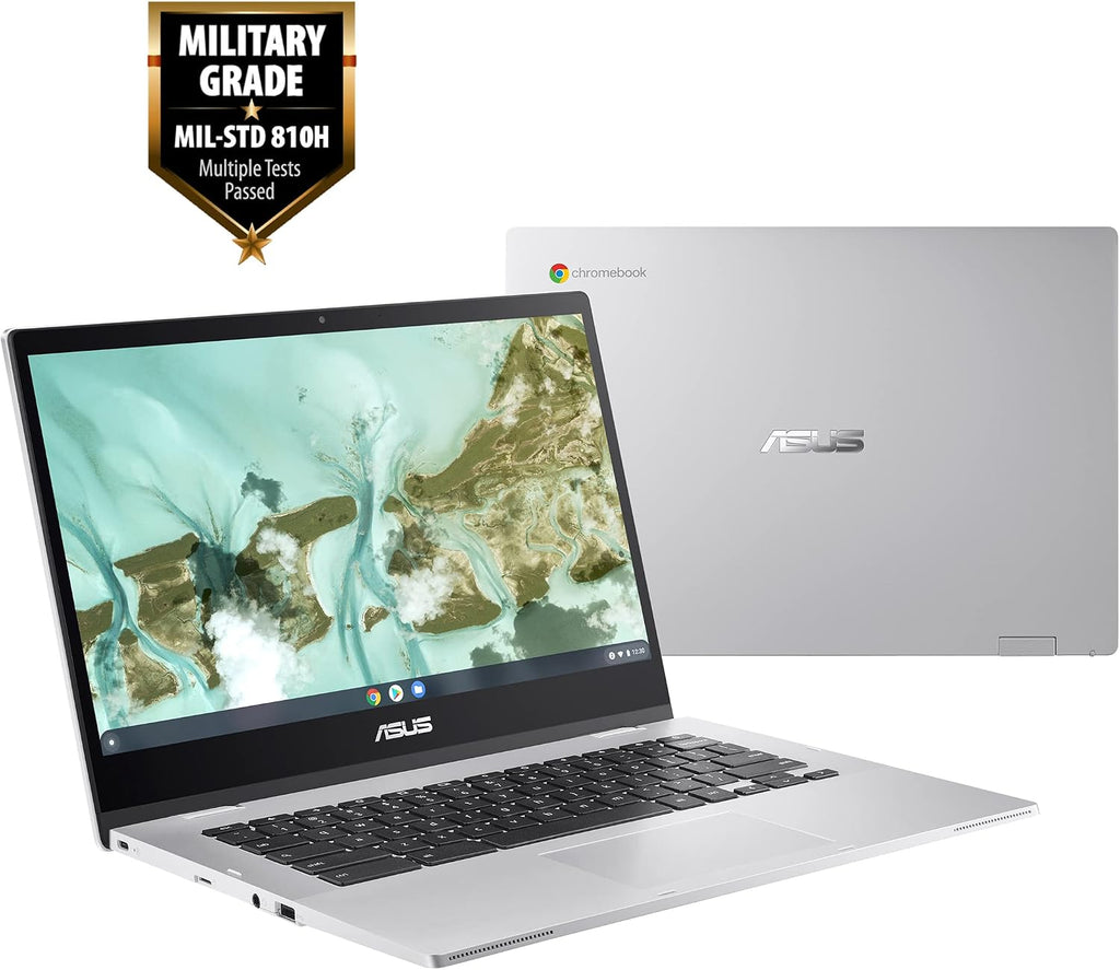 ASUS CX1400CNA-AS44FV Chromebook CX1, 14' Full HD NanoEdge Display, Intel Celeron N3350 Processor, 64GB eMMC, 4GB RAM, Chrome OS, Transparent Silver, CX1400CNA-AS44FV