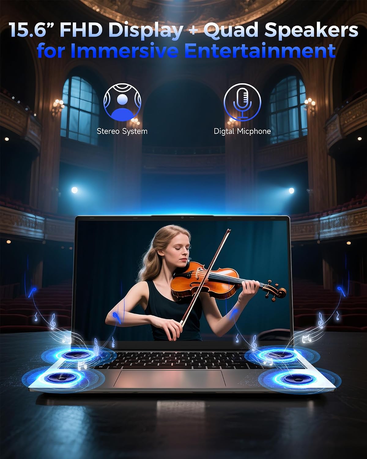 jumper 2026 Gaming Laptop, AMD Ryzen 5 7430U(Up to 4.3GHz), 16GB DDR4 1TB NVME SSD, 15.6' FHD IPS Screen, 62.7Wh Battery, Windows 11, GPU, USB3.2, 4 Stereo Speakers, 2 Memory Slots.
