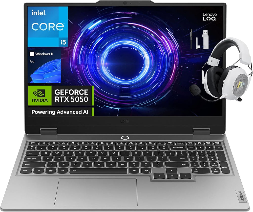 Lenovo LOQ Gaming Laptop, 15.6' FHD 144Hz Display, Intel Core i5-13450HX, NVIDIA GeForce RTX 5050, 16GB DDR5 RAM, 512GB SSD, Wi-Fi 6, Backlit Keyboard, Windows 11 Pro, Luna Grey, w/Mytrix Accessory