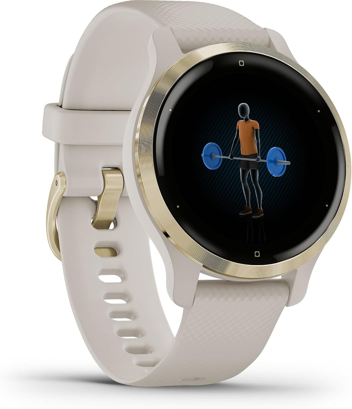 Garmin Venu 2S, Smaller-Sized GPS Smartwatch with Advanced Health Monitoring and Fitness Features, Light Gold Bezel with Tan Case and Silicone Band, (010-02429-01)