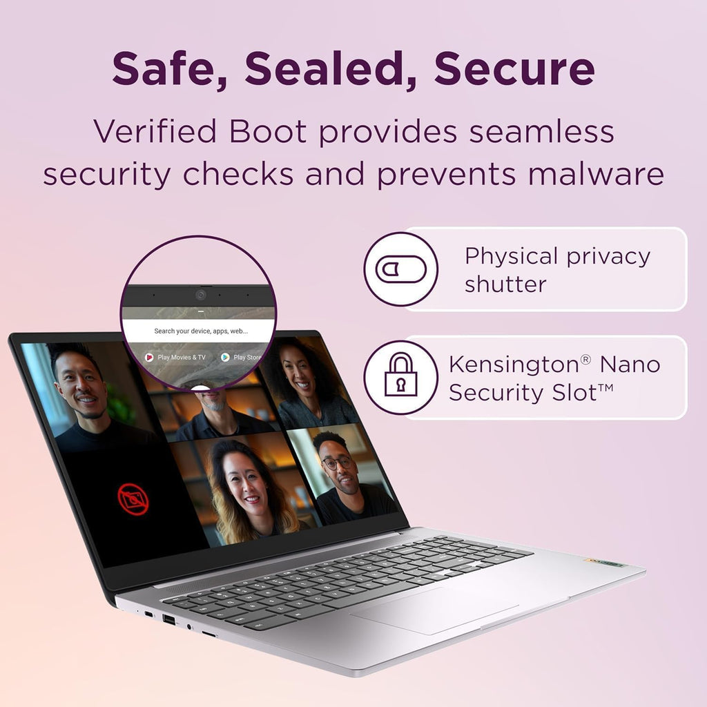 Lenovo Chromebook 15 (15.6' FHD, 4GB RAM, 192GB Storage (64GB eMMC + 128GB SD Card), Intel Celeron N4500) Home & Student Laptop, Anti-Glare, HD Webcam, Wi-Fi 6, 10-Hour Long Battery Life, Chrome OS