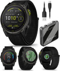Garmin Enduro 3 – 51 mm, Solar, Sapphire, Ultraperformance GPS Smartwatch, Carbon Gray DLC Titanium with Black UltraFit Nylon Strap Bundle