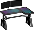 EUREKA ERGONOMIC Standing Desk,Gaming Table,Glass RGB Desks, Height Adjustable Computer 60 Inch L Shaped Corner Desk Music Studio Desk Workstation w Type-C Port,Cup Headset Holder,APP Control,Right