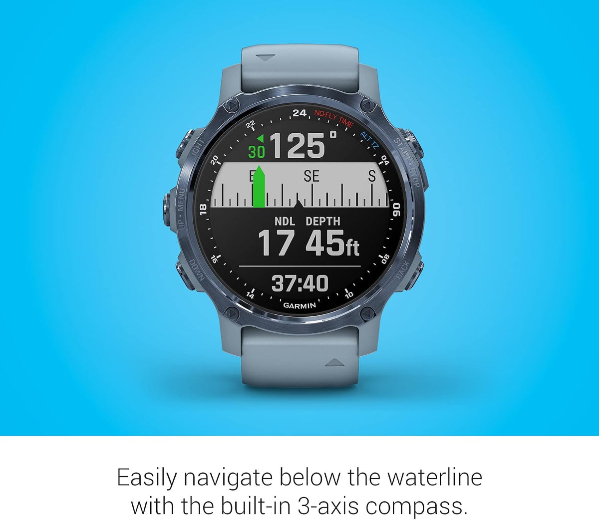 Garmin Descent Mk2S, Smaller-Sized Watch-Style Dive Computer, Multisport Training/Smart Features, Mineral Blue with Sea Foam Silicone Band, (010-02403-06)