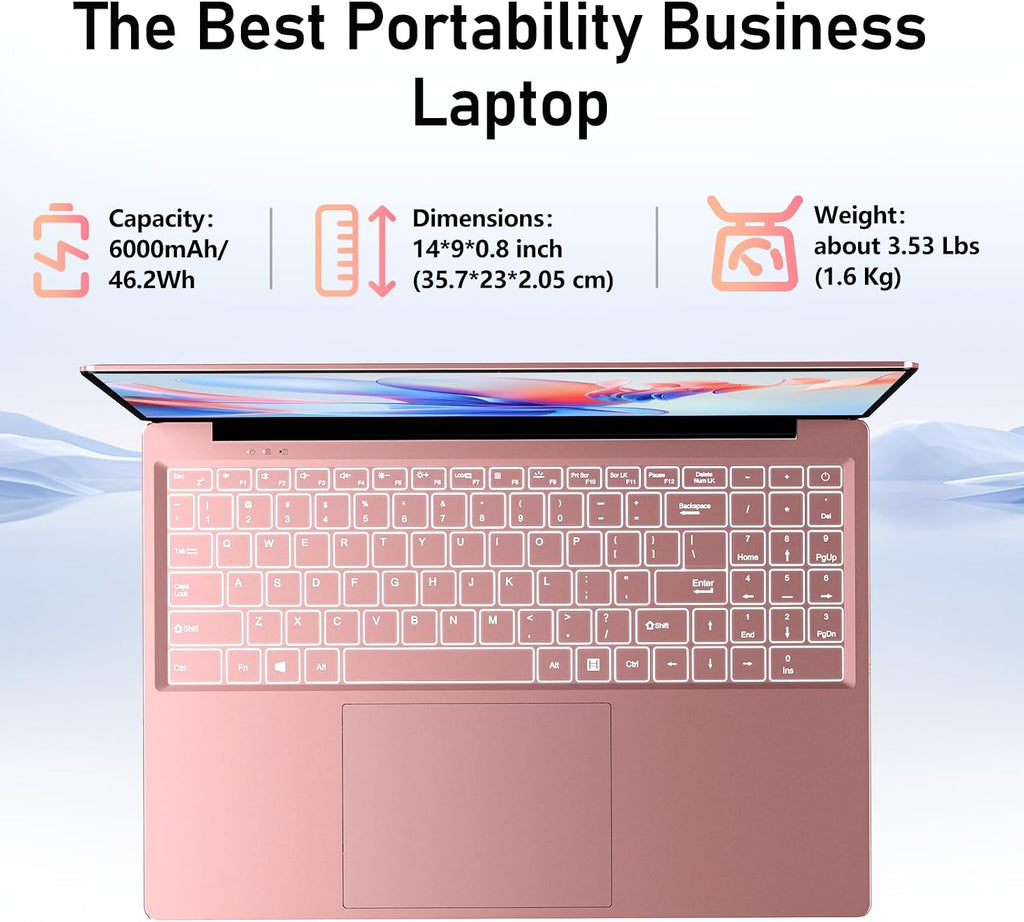 Gaming Laptop Computer, 16 Inch Lap Top 2026 Window 11 Pro 16GB RAM 1TB SSD, N150 (Up to 3.6GHz), Backlit Keyboard, FHD 1920 * 1200 Screen, Office 365, 6000mAh, WiFi 5 BT 4.2, UHD Graphics