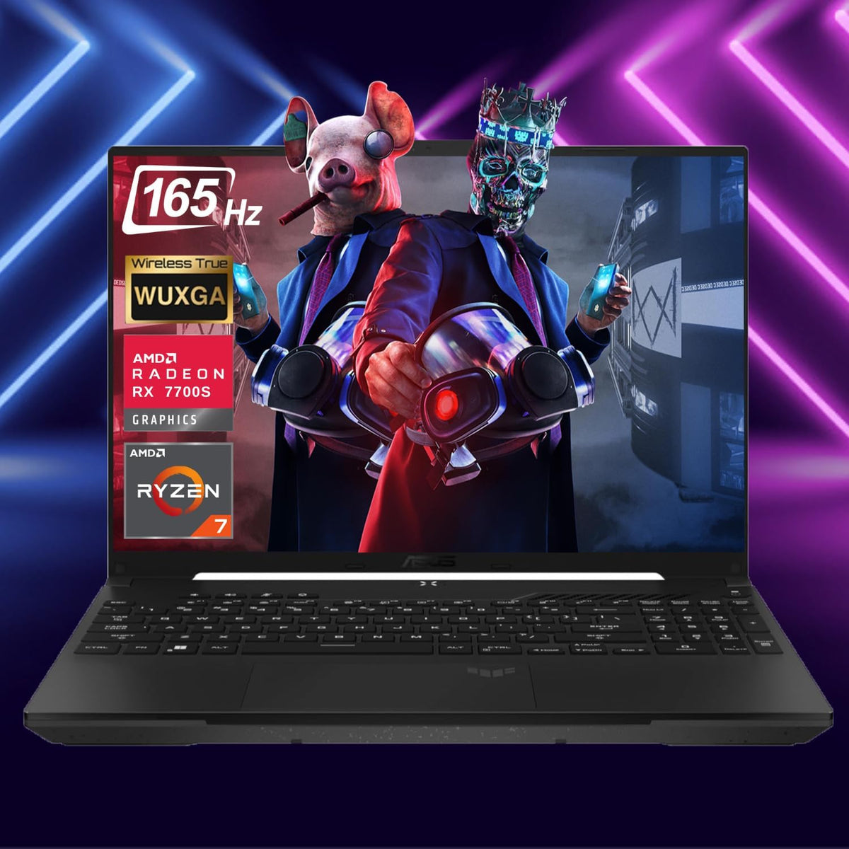 ASUS TUF 16' Ryzen 7 Ultimate Gaming Laptop, 16' FHD+ 165Hz, AMD Ryzen 7 7735HS, AMD Radeon RX 7700S (Beats GeForce RTX 4060), 32GB DDR5 RAM, 1TB SSD, RGB Backlit KB, Wi-Fi 6, Windows 11 Home, Black