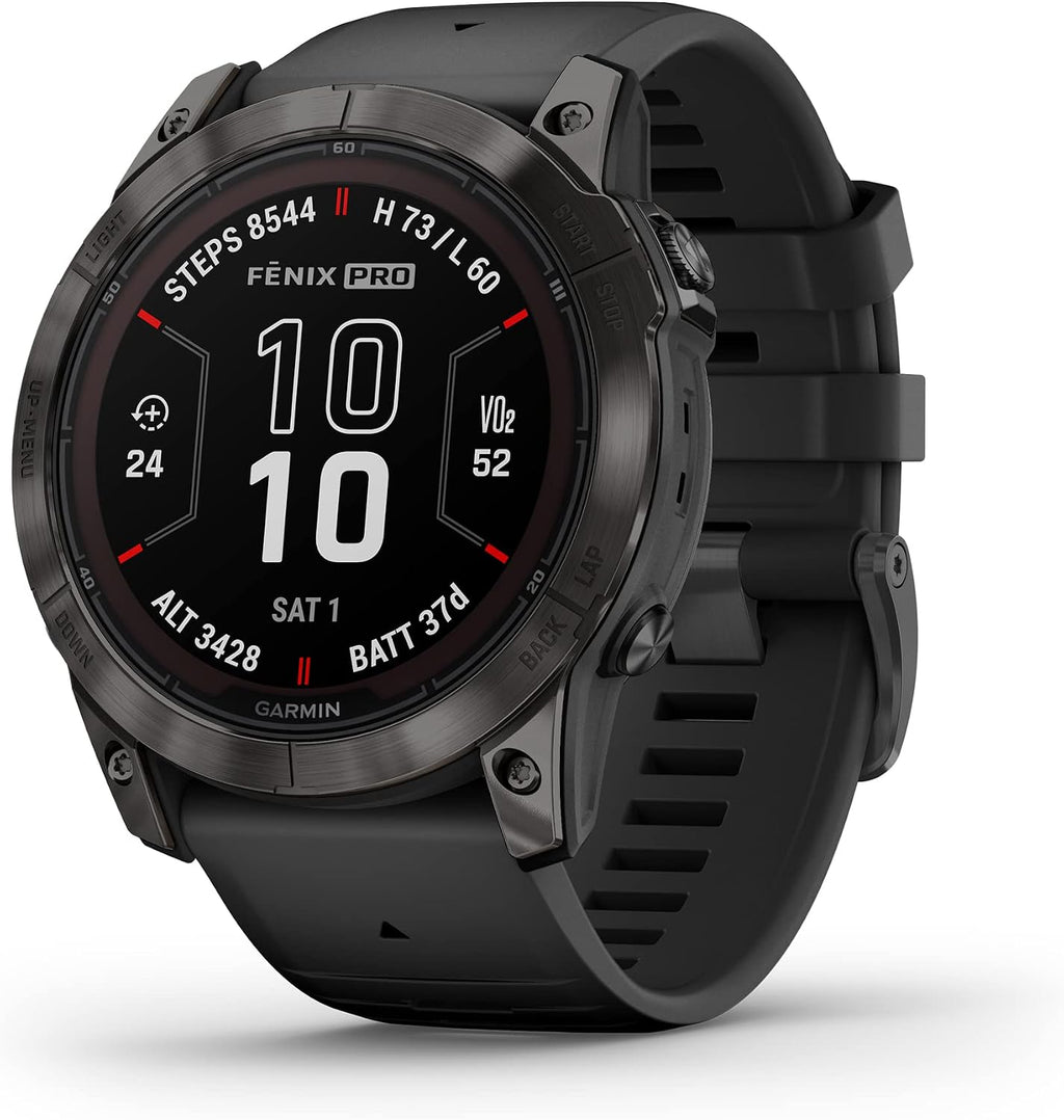 Garmin fēnix 7X Pro Sapphire Solar, Multisport GPS Smartwatch, Built-in Flashlight, Solar Charging Capability, Black