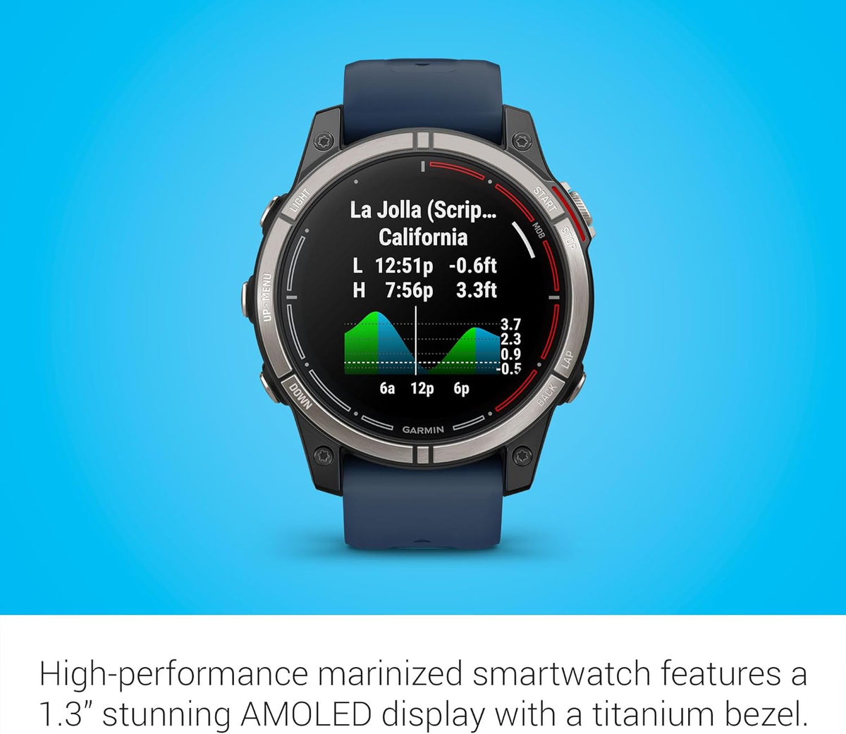 Garmin quatix® 7 Pro Premium GPS Marine Smartwatch with AMOLED Display, LED Flashlight, Sailing and Watersport Activities, Fish Forecast and Trolling Motor Control