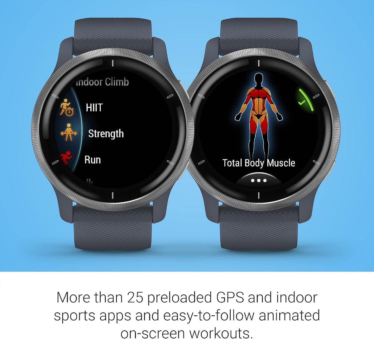 Garmin Venu 2, GPS Smartwatch with Advanced Health Monitoring and Fitness Features, Silver Bezel with GraniteBlue Case and Silicone Band (Renewed)
