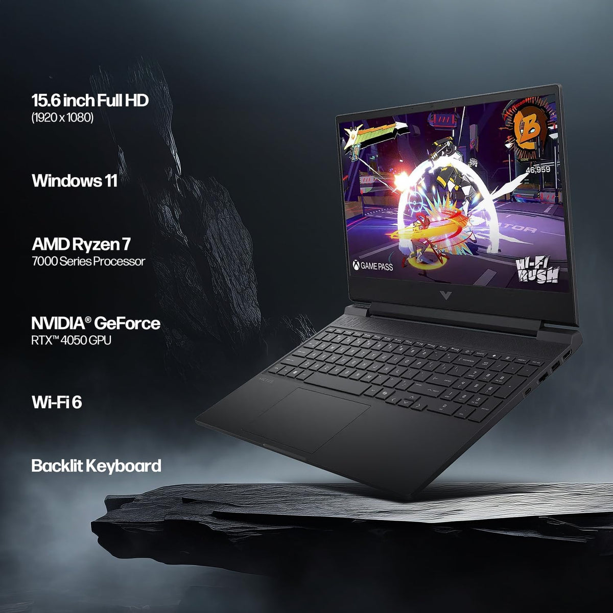 HP Victus 15.6' FHD 144Hz Gaming Laptop - AMD Ryzen 7 7445HS, 64GB RAM, NVIDIA RTX 4050 GPU, 1TB SSD, Backlit Keyboard, Wi-Fi 6E, Bundle with Mytrix Accessories, Mica Silver, Windows 11 Pro