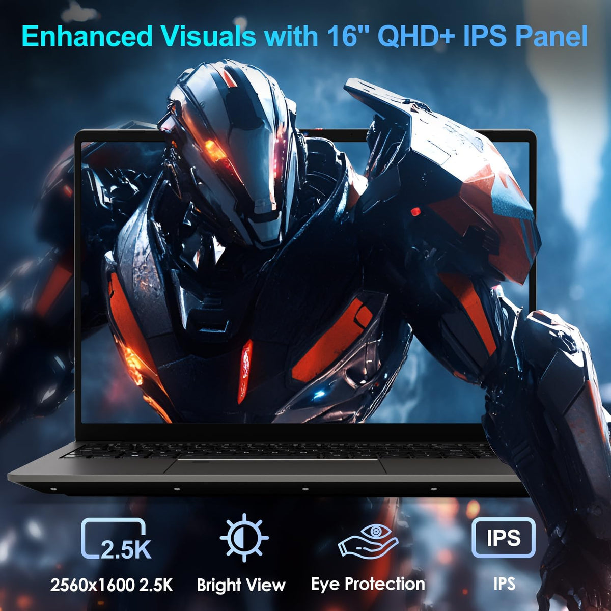 16' IPS 2.5K Gaming Laptop Computer, 8-Core AMD Ryzen 7 6800H Up to 4.7GHz, 16GB DDR5 512GB SSD, AMD Radeon 680M, Fingerprint, Backlit Keyboard, WiFi 6, Type-C, w/Lifetime MS Office, Windows 11 Pro