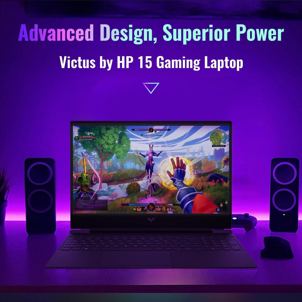 HP Victus RTX 5060 Gaming Laptop, 15.6' FHD 144Hz, AMD Ryzen AI 7 350, 32GB DDR5 RAM, 1TB SSD, RGB Backlit KB, RJ-45, Bundle with PCO Laptop Cooler, Black, Windows 11 Home