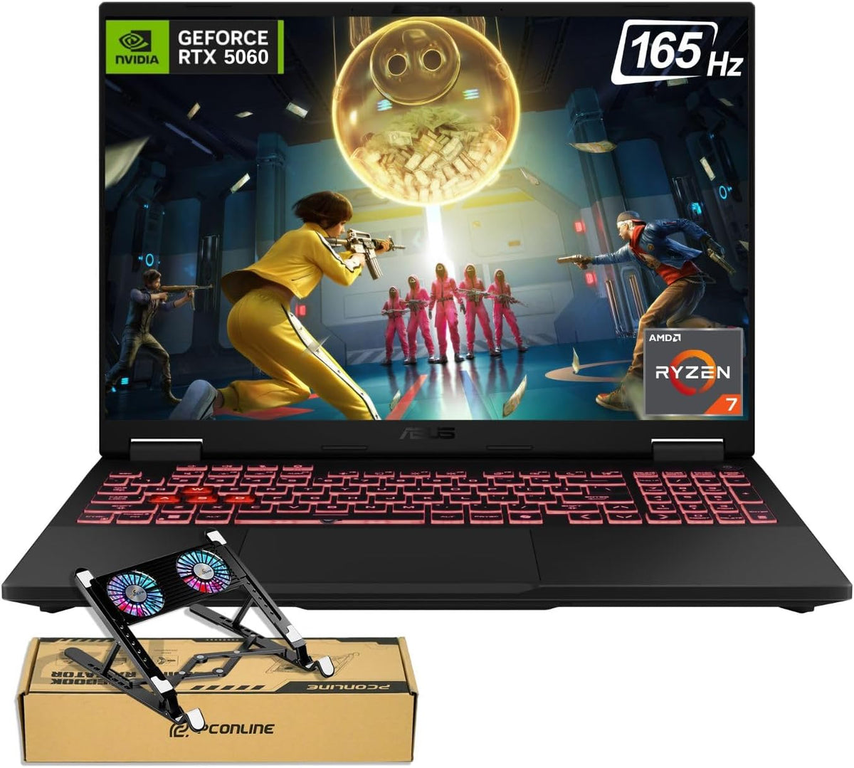 ASUS TUF A16 RTX 5060 Pro Gaming Laptop, 16' FHD+ 165Hz Display, AMD Ryzen 7 260 (Beats Intel i7-14700), NVIDIA RTX 5060, 64GB DDR5 RAM, 2TB SSD, RGB Backlit KB, RJ-45, Bundle with PCO Laptop Cooler