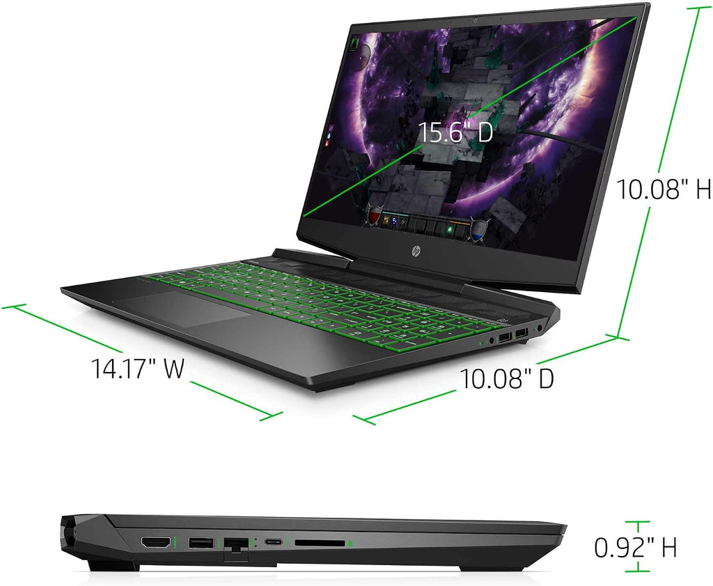 HP Pavilion Gaming 15.6-Inch Micro-EDGE Laptop, Intel Core i5-9300H Processor, NVIDIA GeForce GTX 1650 (4 GB), 8 GB SDRAM, 256 GB SSD, Windows 10 Home (15-dk0020nr, Shadow Black/Acid Green)
