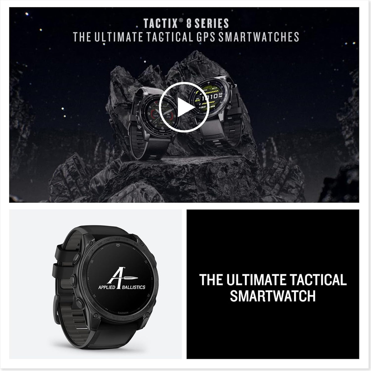 Garmin Tactix 8 47mm AMOLED Display Smart Watch, Built-in Flashlight, 16 Days Battery Life, Premium Tactical GPS Smartwatch, Includes Applied Ballistics Ultralight Solver Bundle with Earbuds and More