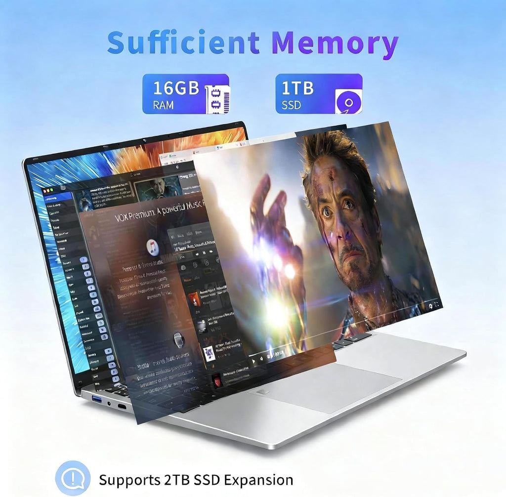 FUNYET Laptop Computer, Gaming Laptop 2025 Windows 11 Pro, 16 Inch Lap Top PC, 16GB RAM 1TB SSD, Intel 12th Gen Processor(up to 3.4GHz), Backlit Keyboard, Fingerprint Unlock, FHD, 2 Years Warranty