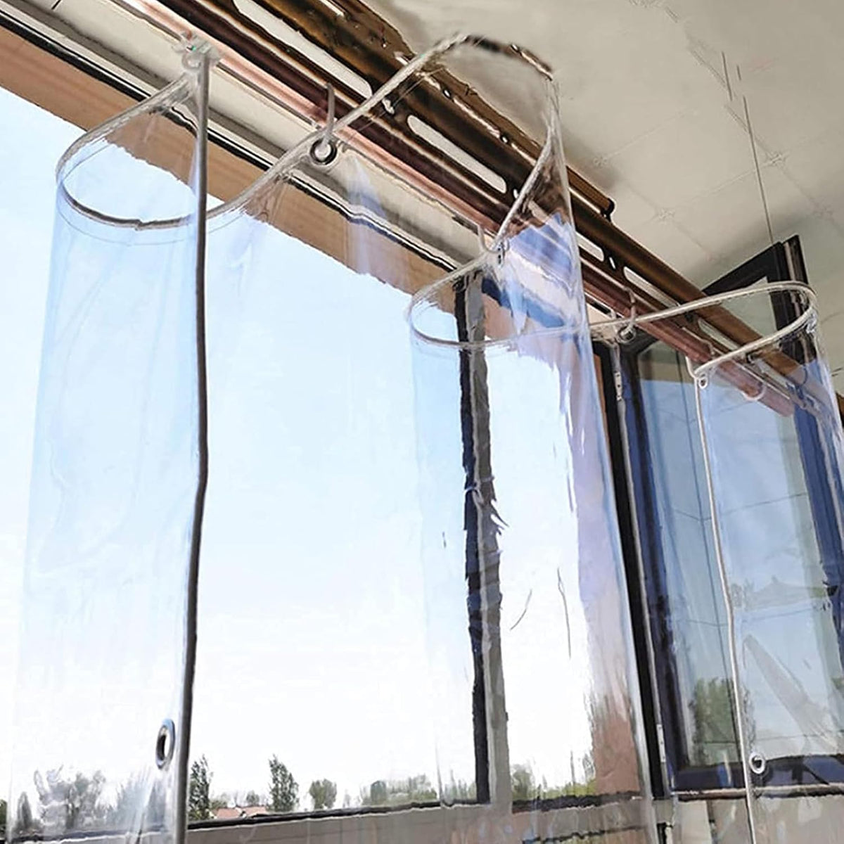 Clear Tarp 8.2ft x 15.5ft Clear Tarps Heavy Duty Water Resistant,14Mil Thickened Transparent Tear Resistant PVC Vinyl Tarpaulin Enclosurewith Grommets and Reinforced Edges for Patio,Porch and Outdoor