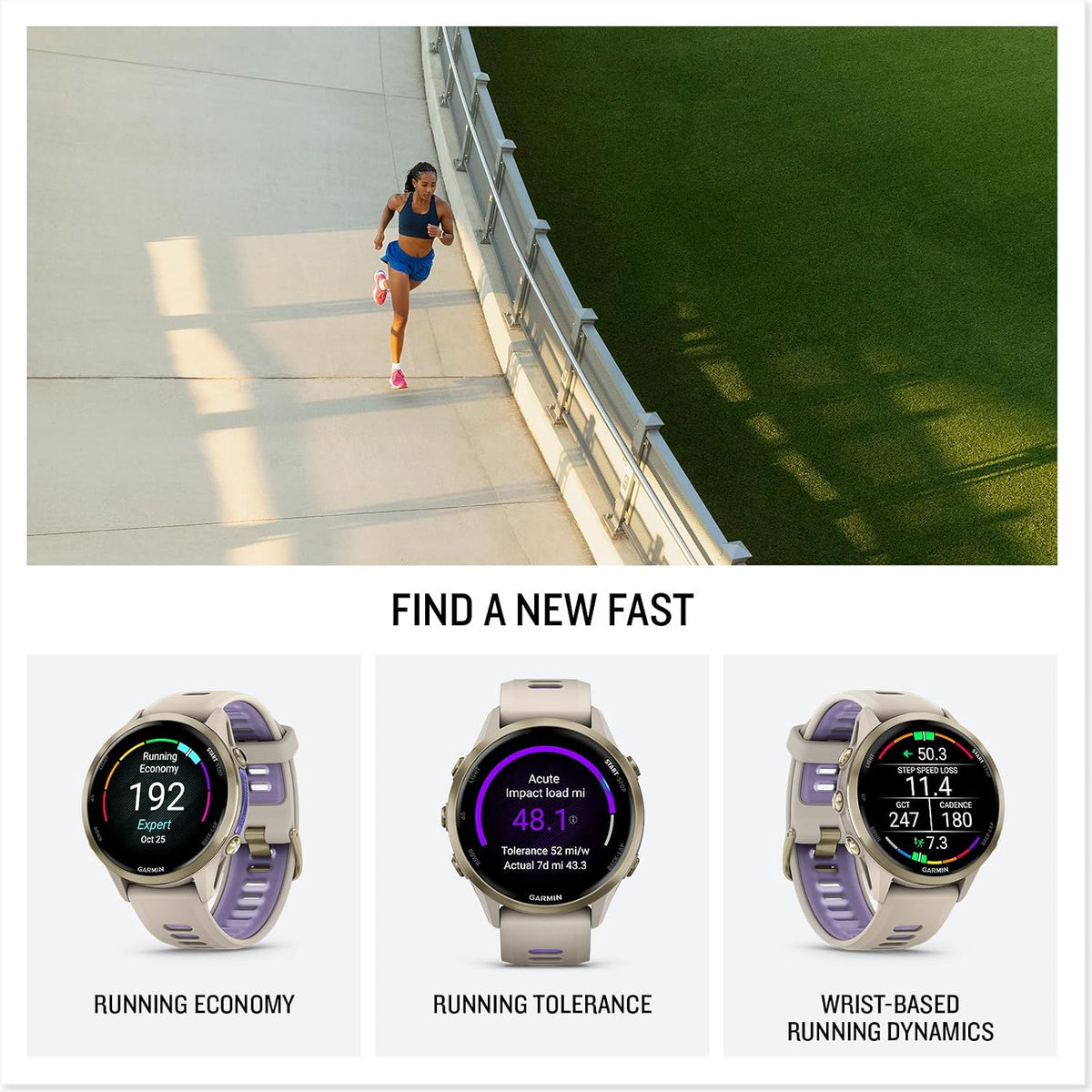 Garmin Forerunner 970 Running Smartwatch, GPS Fitness Smart Watch for Men and Women, Soft Gold Titanium with French Gray Case and French Gray/Translucent Indigo Band Bundle with P-Bank + More