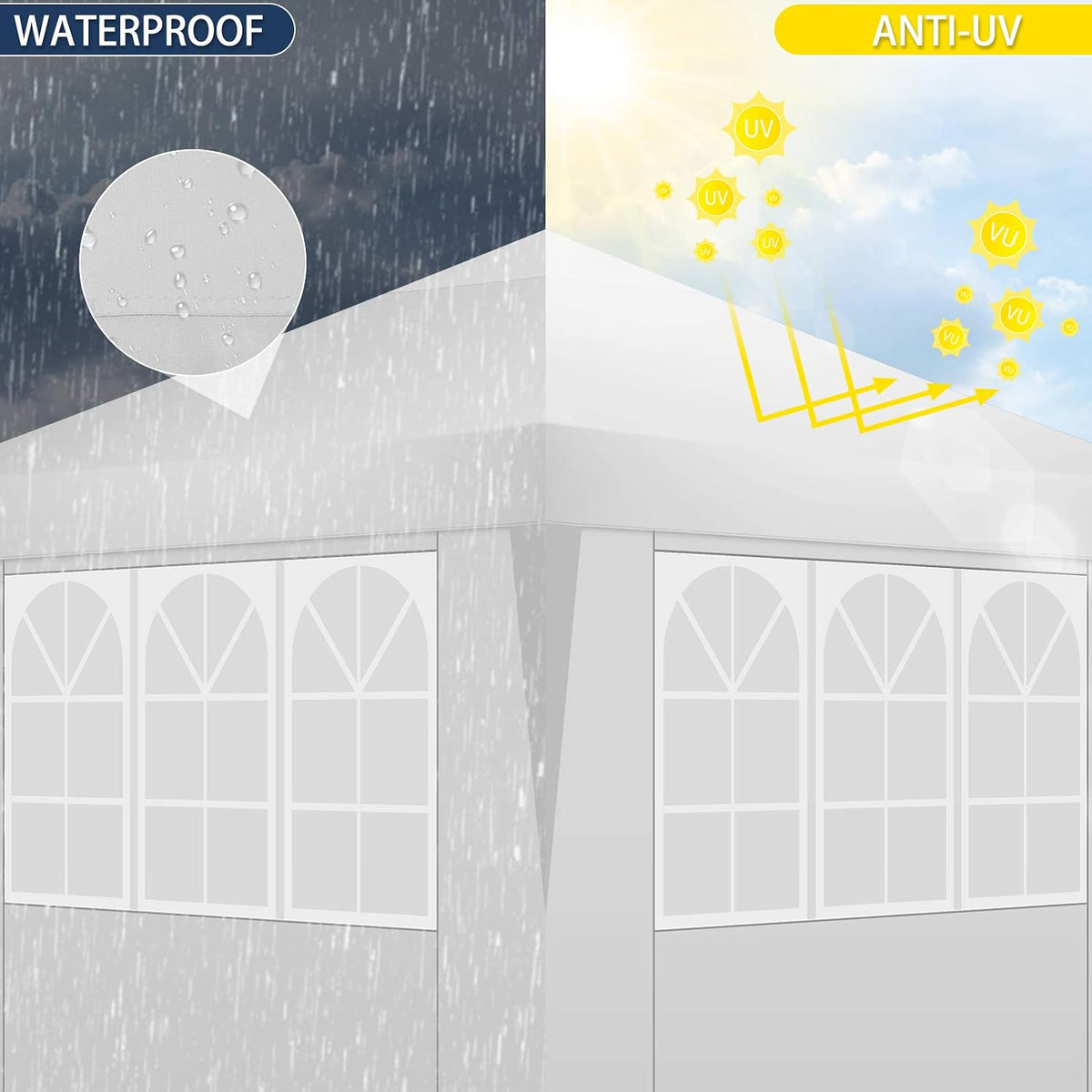 COBlZI 8x8 Ez Pop Up Canopy Tent with 4 Sidewalls Commercial Instant Gazebo Tents for Parties,Waterproof Adjustable Outdoor Patio 8x8 Backyard Canopy Party Tent with 4 Sand Bags,8 Stakes
