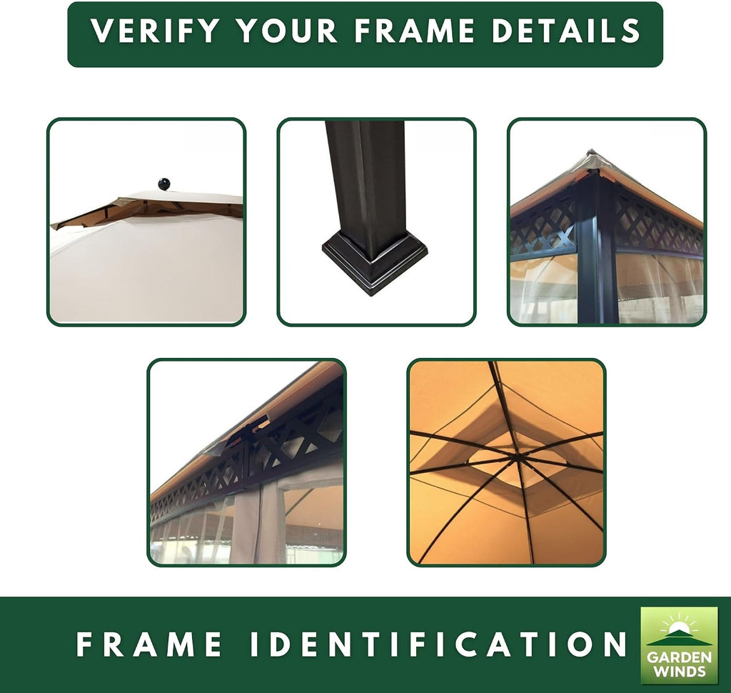 Garden Winds Durable 350 Replacement Canopy Top Compatible with Windsor Dome 10' x 12' Gazebo Models L-GZ717PST-C, A111001701 - Palm
