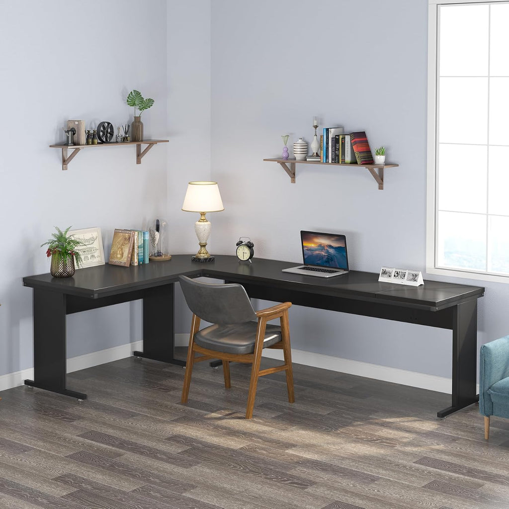 Tribesigns 83-Inch Large L Shaped Desk, Reversible Executive Office Desk, Modern Corner Computer Table Business Workstation for Home Office, Black
