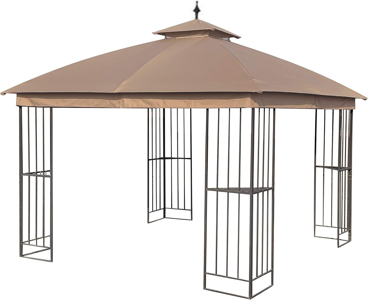 Canopy Top for Garden Treasures 10 ft x 10 ft Brown Metal Square Semi- Gazebo Model #L-GZ038PST-F (Tan) (FABRIC TOP ONLY)