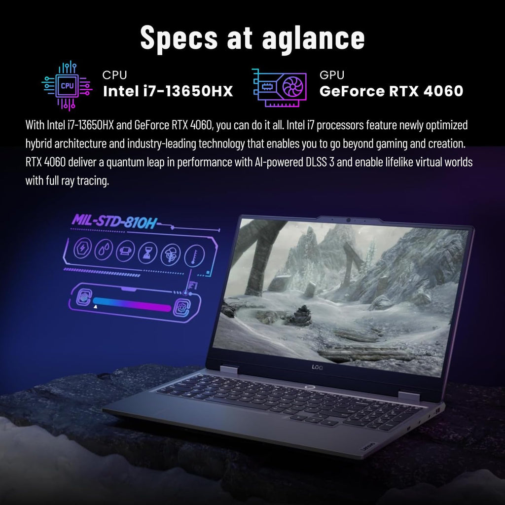 Lenovo LOQ i7 Premium Gaming Laptop, 15.6' FHD 144Hz, i7-13650HX (Beats i9-12900H), GeForce RTX 4060 (Boost Clock 2370MHz), 32GB DDR5 RAM, 1TB SSD, Backlit KB, RJ-45, Wi-Fi 6, Windows 11 Pro, Grey
