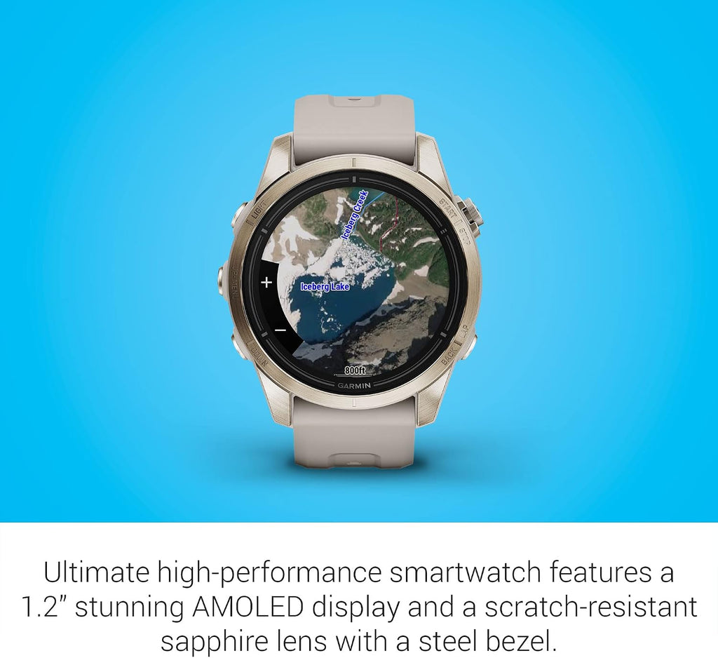 Garmin epix Pro (Gen 2) Sapphire Edition, 42mm, High Performance Smartwatch, Advanced Training Technology, Built-in Flashlight, Light Sand (Renewed)