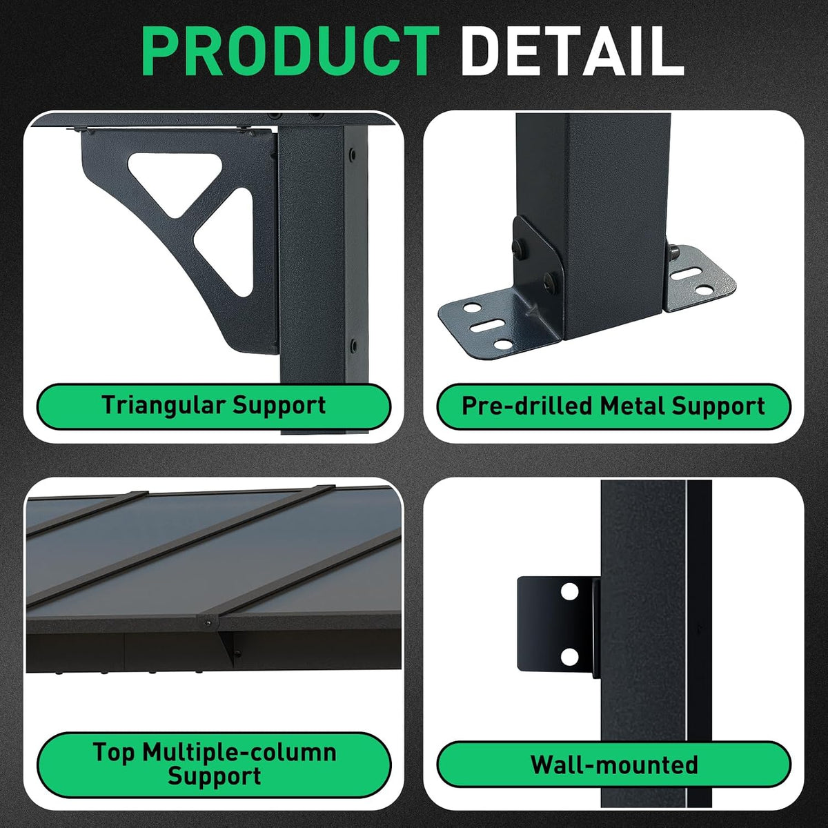 Aoxun 8' x 5' Pergola for Patio, Gazebo with Sloped Roof, Grill Pergola Large Wall-Mounted Heavy Duty Awnings, for Backyard, Deck, Patio