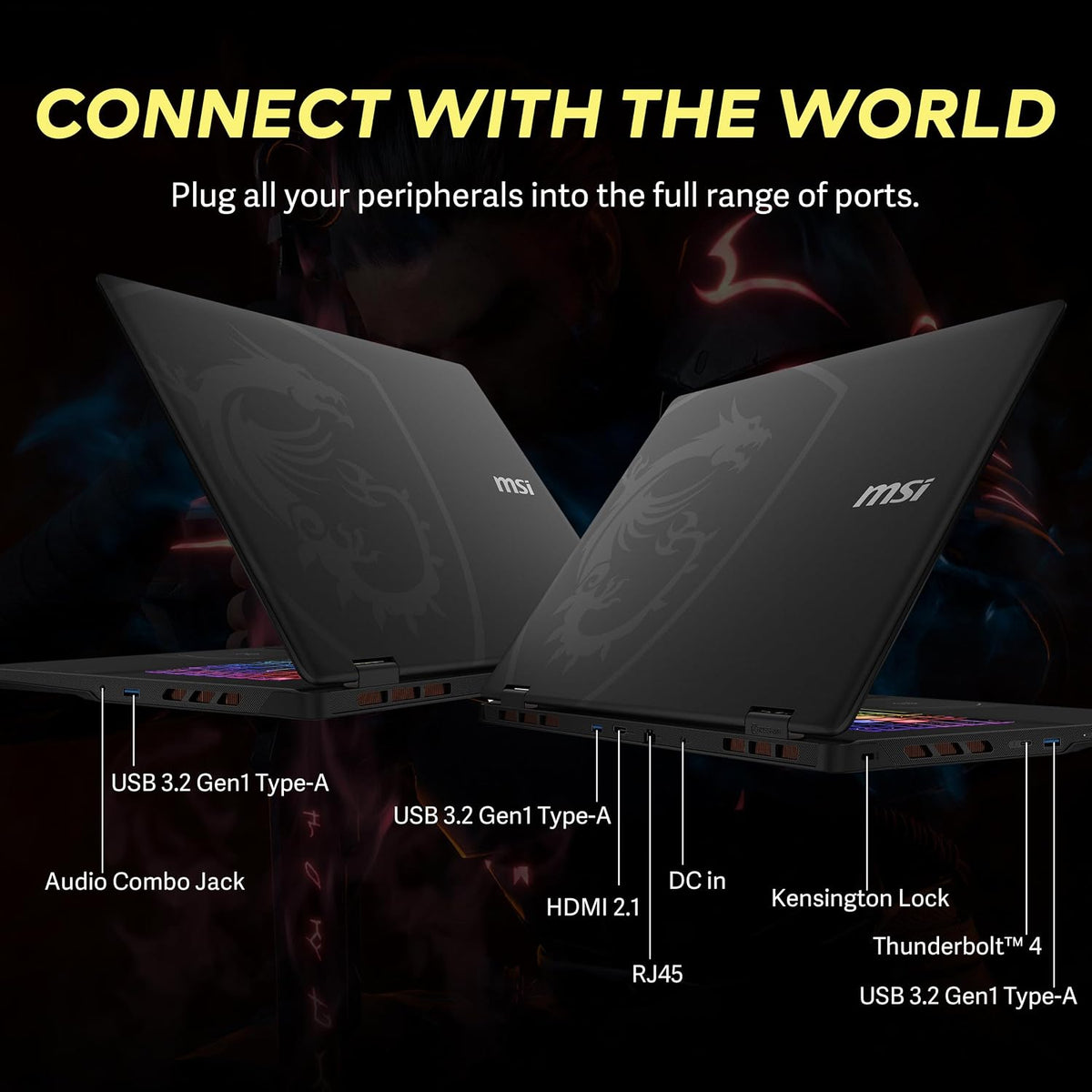 msi Crosshair 18 HX AI 18' QHD+ 240Hz Gaming Laptop, Intel Ultra 9 275HX, NVIDIA RTX 5070 8GB GDDR7, 64GB DDR5, 5TB Storage (4TB SSD+1TB Docking Station), RGB Backlit Keyboard, Windows 11 Pro, Black